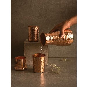 Traditional Copper Bottle and Glass Set