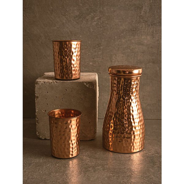 copper bottle and glass set