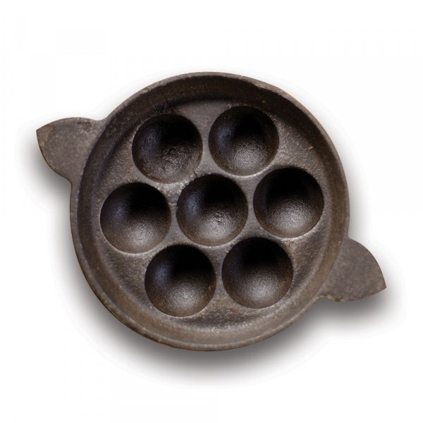 Cast Iron Paniyaram Pan (Flat Bottomed- 7 Kuzhi) - Image 2