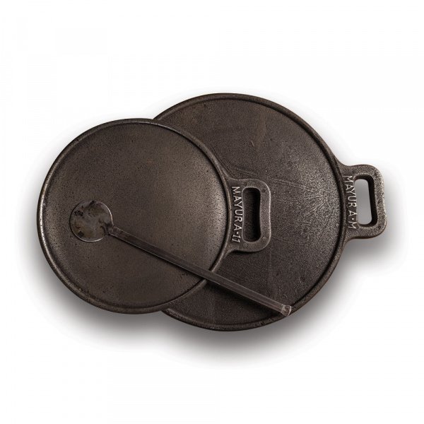Cast Iron Dosa Pan, Iron Spatula & Oil applicator