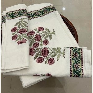 Handblock Towel Set of 3-100% cotton