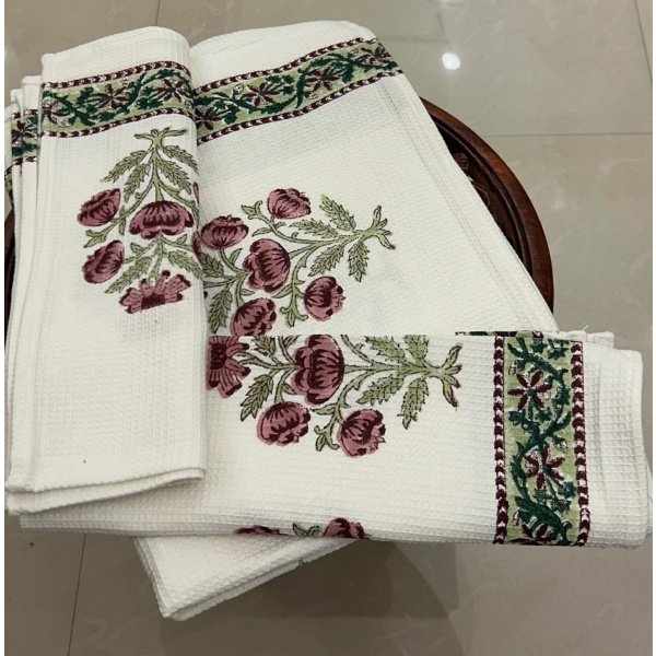 Handblock Towel Set of 3-100% cotton